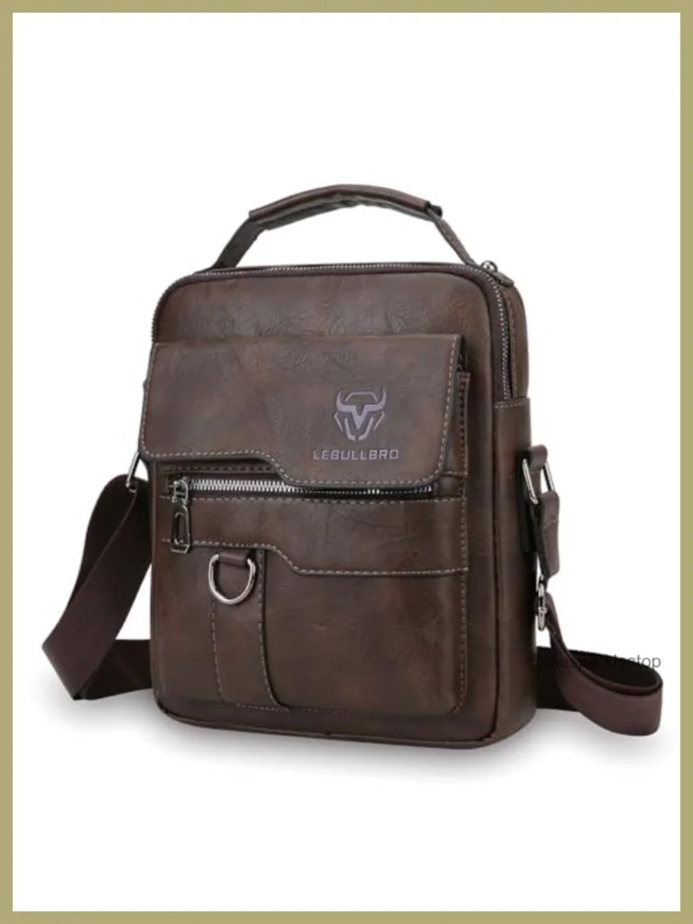 Men's Leather Crossbody Sling Bag Messenger with Multiple Pockets